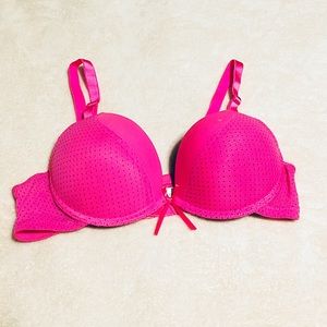 NWOT Coobie pink polka dot plunge pushup bra